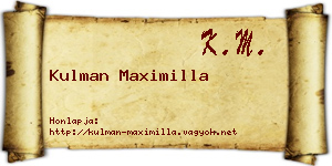 Kulman Maximilla névjegykártya